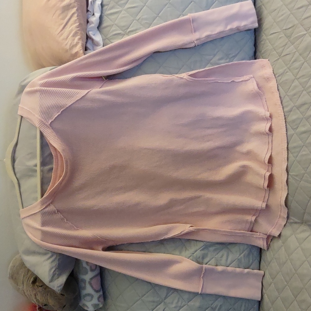 NWOT We The Free Pink Long Sleeve Waffle Shirt size medium